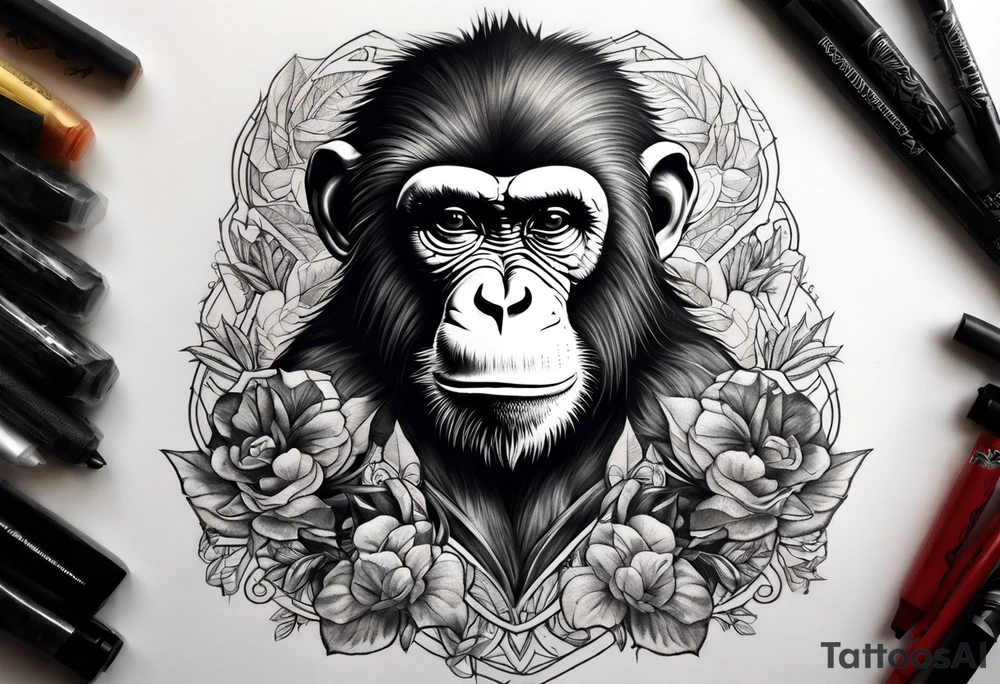 aggressive monkey on torso tattoo tattoo idea