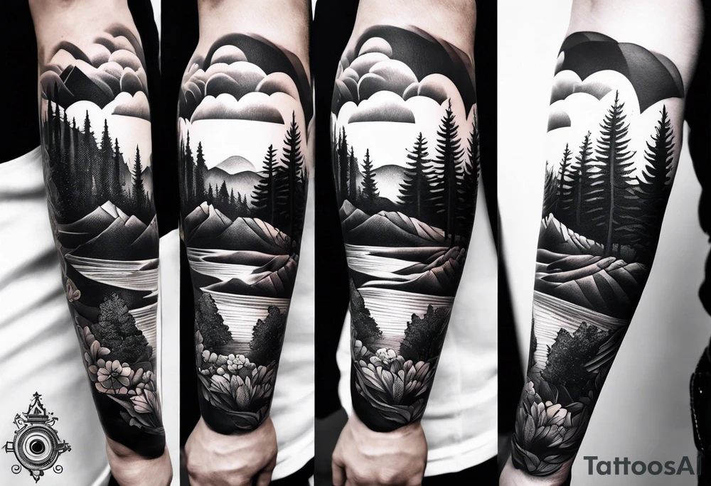 welsh, Cardiff, landscape sleeve tattoo with an infusion of technology, steam punk tattoo idea