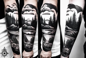 welsh, Cardiff, landscape sleeve tattoo with an infusion of technology, steam punk tattoo idea