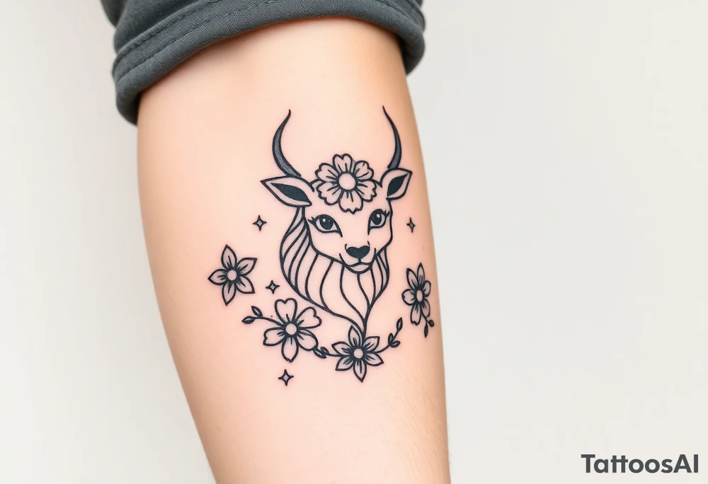 Capricorn head and body y starsign  10x10 cm 

Flowers or stars tattoo idea