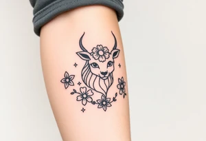 Capricorn head and body y starsign  10x10 cm 

Flowers or stars tattoo idea