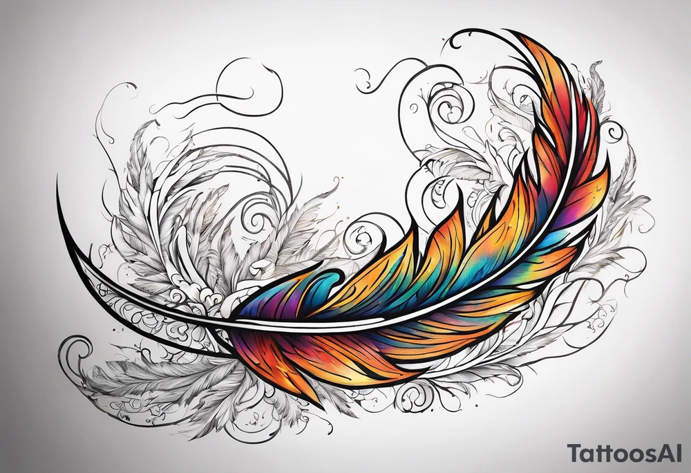 Phoenix feather with lumos written in cursive tattoo idea