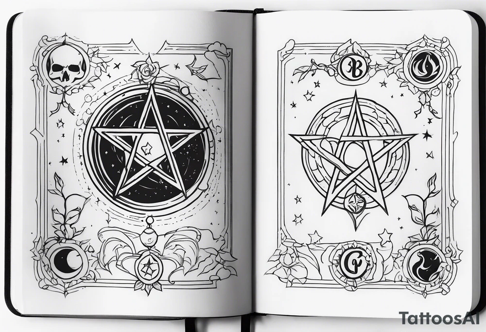 witches spell book tattoo idea