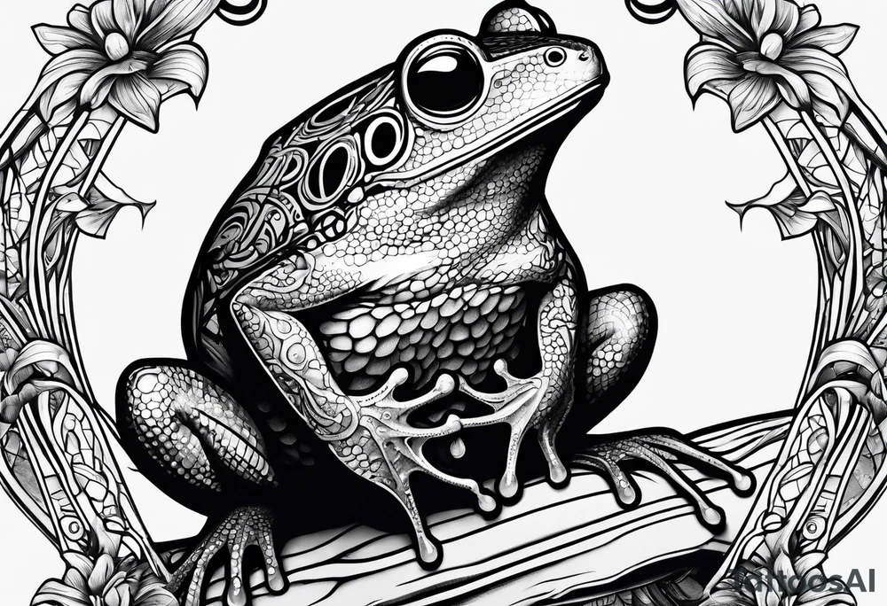 Frog riding rat, battle, illustrative tattoo idea