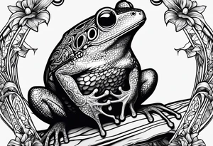 Frog riding rat, battle, illustrative tattoo idea