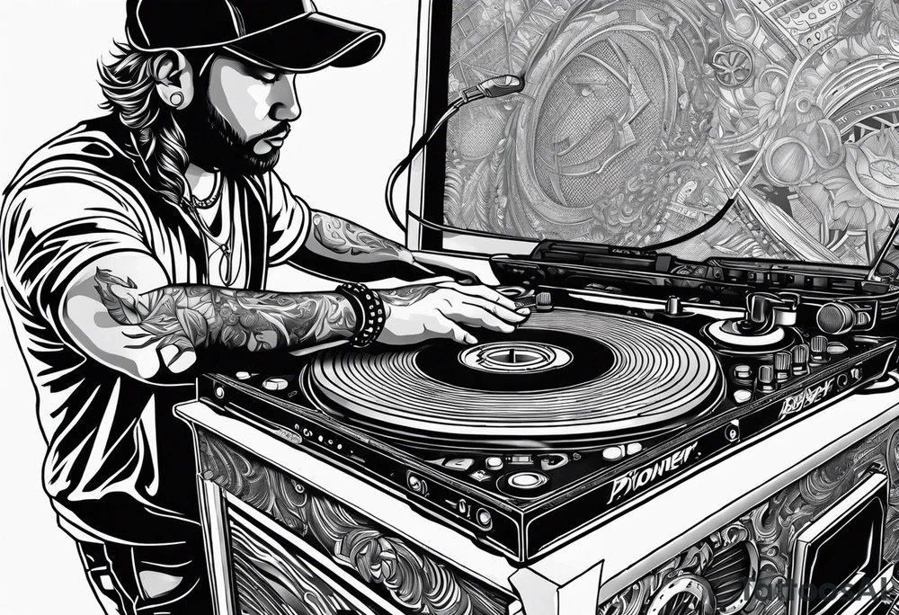 DJ decks pioneer tattoo idea