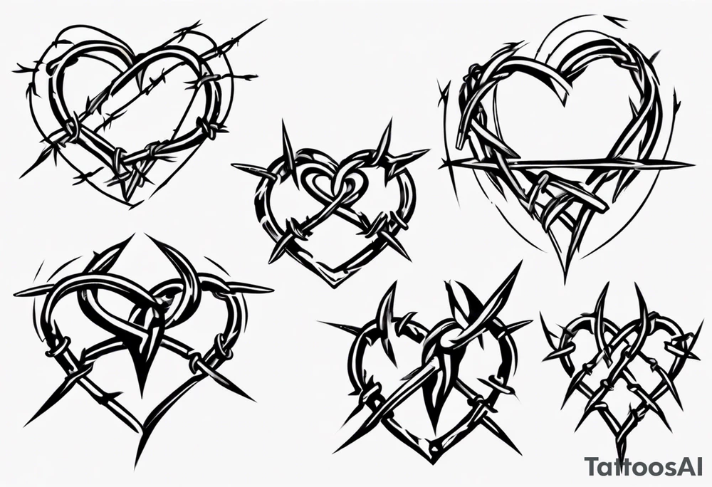 Simple Heart with barbed wire across centre tattoo idea