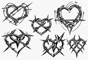 Simple Heart with barbed wire across centre tattoo idea