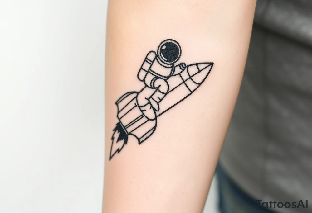 Rocket ship with smoke with astronaut riding it tattoo idea