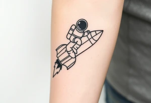 Rocket ship with smoke with astronaut riding it tattoo idea
