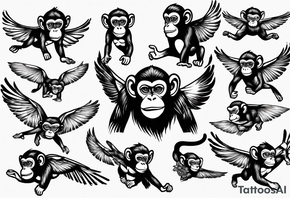 A monkey flying tattoo idea