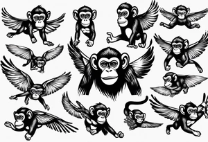 A monkey flying tattoo idea