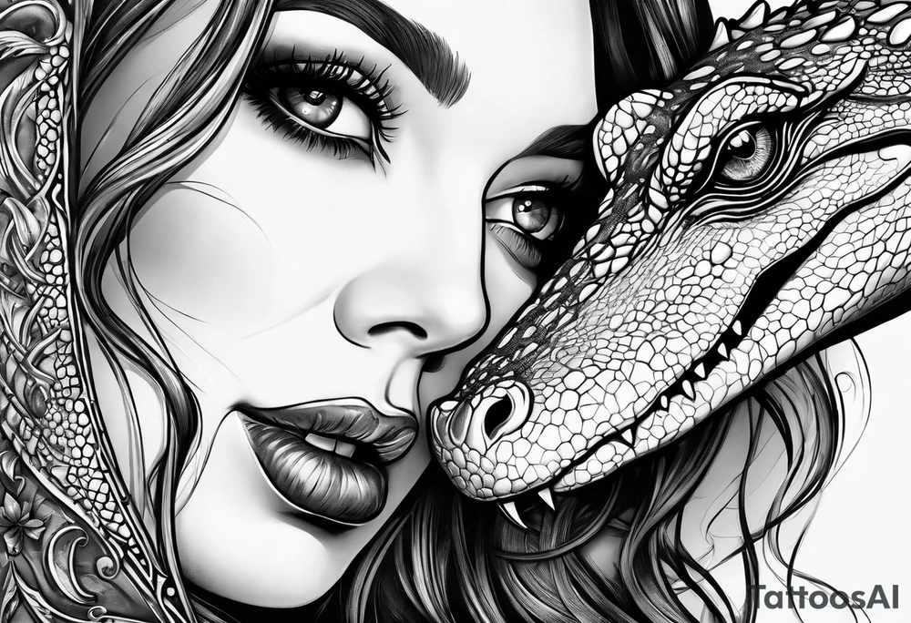 Alligator eating a woman tattoo idea