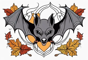 Bat face traditional Knee tattoo in fall colors tattoo idea