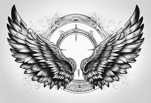 a pair of wings with a halo over them tattoo idea
