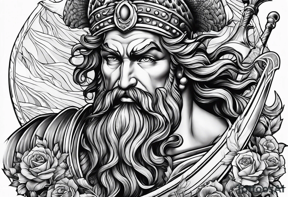 Poseidon mit umhang tattoo idea