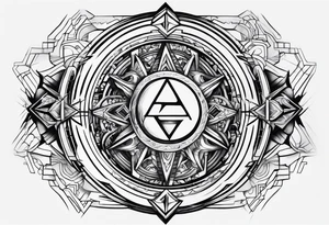 cyber sigilism forearm sleeve tattoo idea