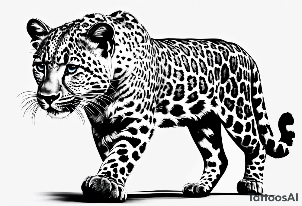 baby leopard walking with 63 tattoo idea