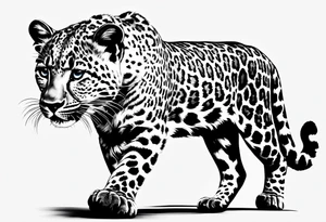 baby leopard walking with 63 tattoo idea