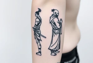 Warrior and Monk standing back to back tattoo idea