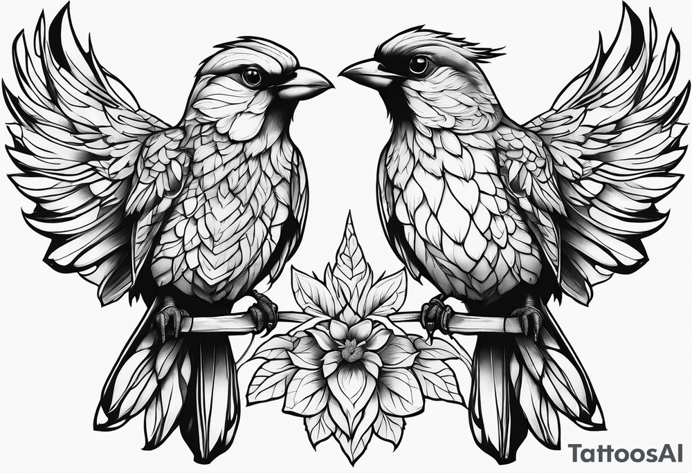 outline of two birds tattoo idea