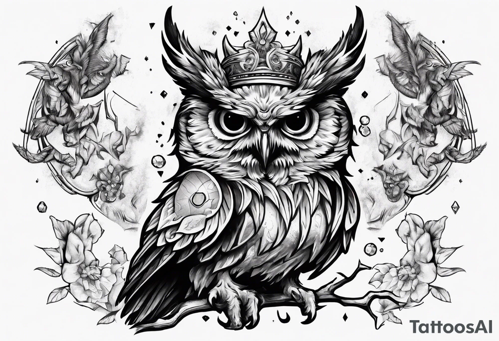 The Demon Owl Stolas, a Prince of Hell who is obsessed with gems, knowledge of astrology and poisonous plants. tattoo idea