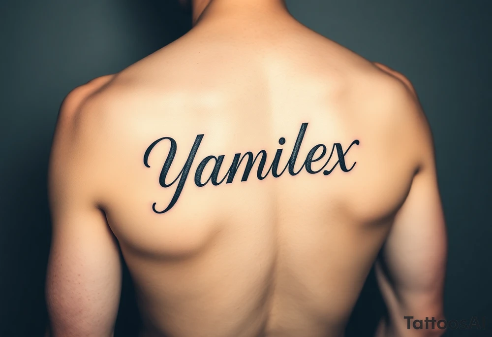 Create the name Yamilex vertical in cursive script writing tattoo idea
