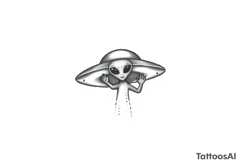 Small UFO get with a waving alien 👽 tattoo idea