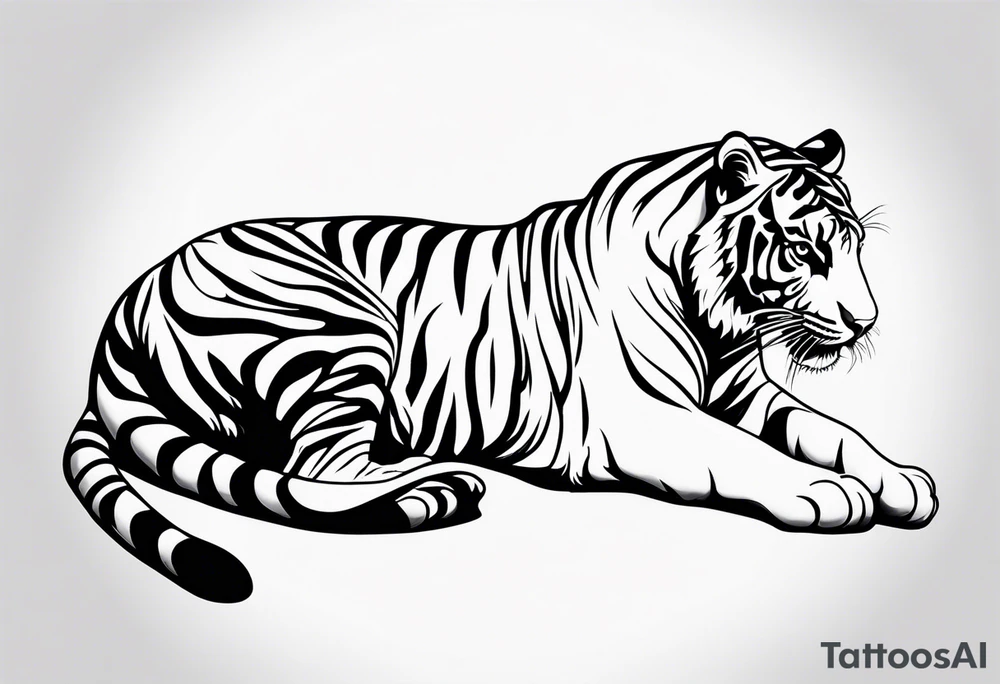 full tiger body crouching tattoo idea