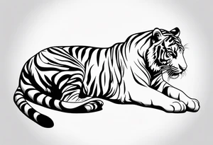 full tiger body crouching tattoo idea