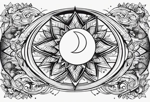 minimalism tattoo with star and moon and sun tattoo idea