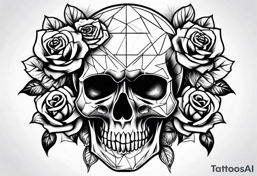 skull with roses tattoo idea
