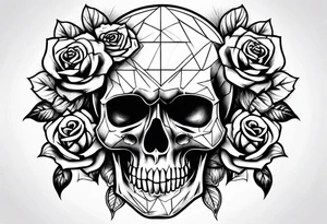 skull with roses tattoo idea