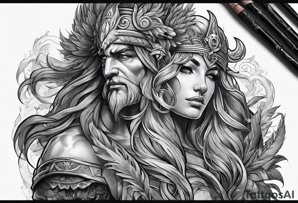 On arm Greek mythology monsters tattoo idea