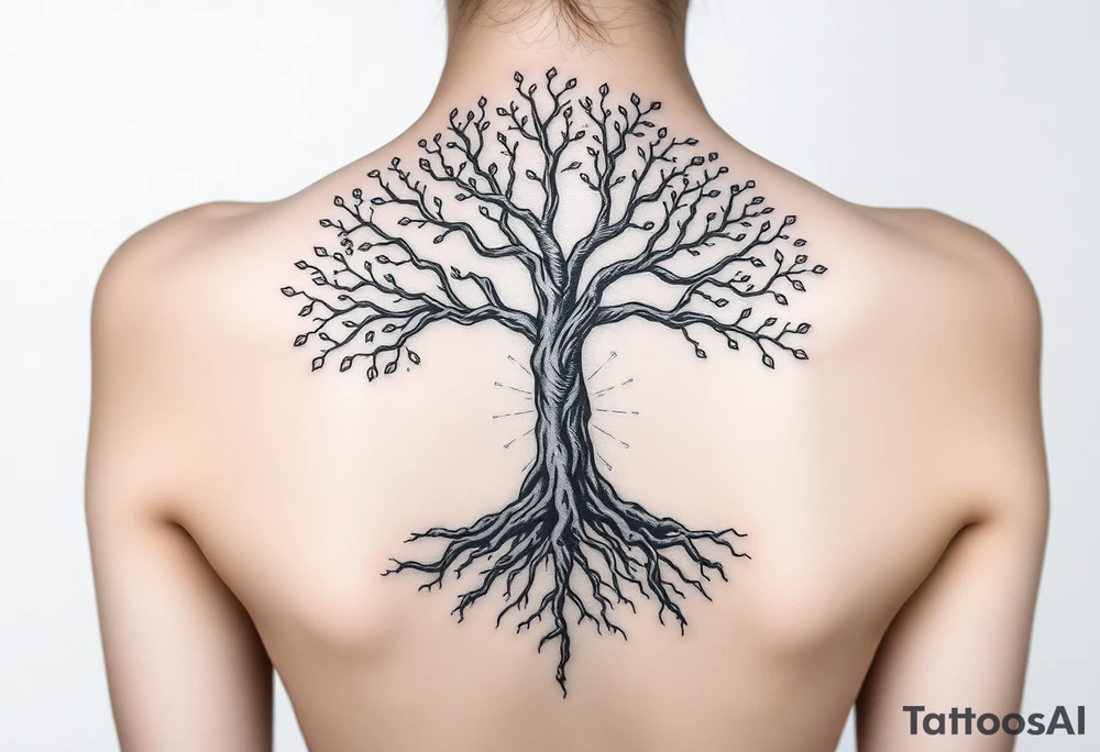 Tree, roots, branches - a lively organic style, combined with the official scheme of sephirot. tattoo idea