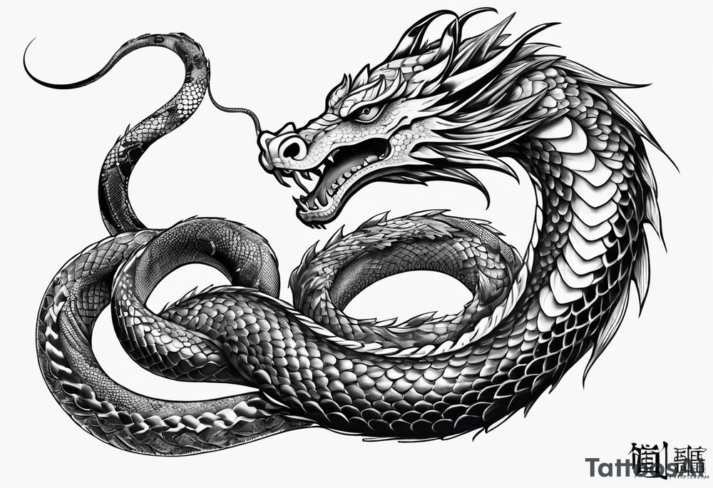 Snake dragon chinese from mexican skull tattoo idea