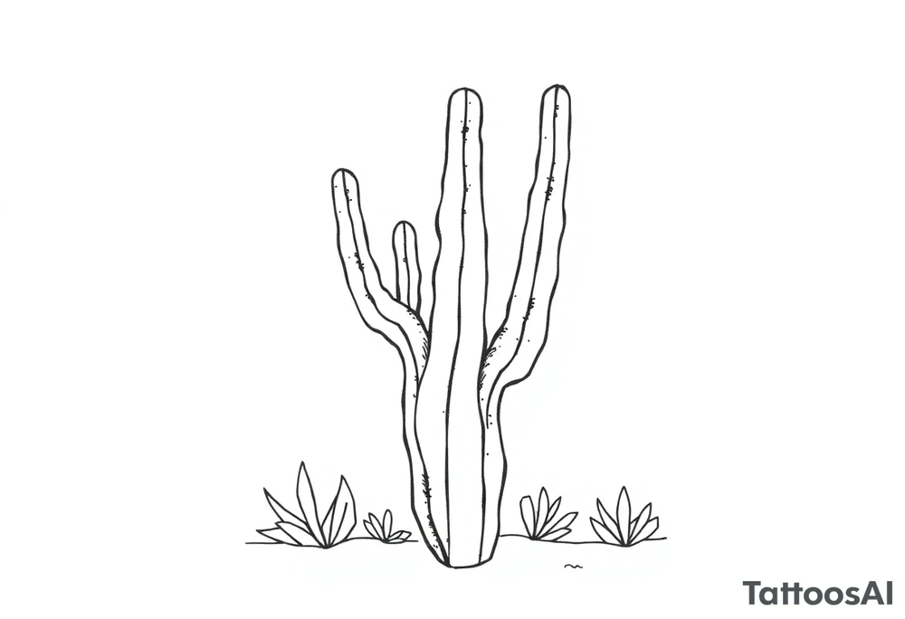 Cutesy Cacti desert backgorund tattoo idea
