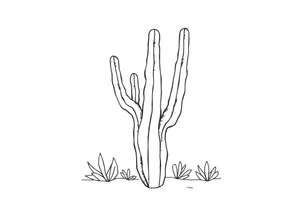 Cutesy Cacti desert backgorund tattoo idea