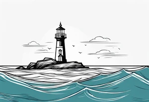 farol no oceano em mar agitado emodulrado tattoo idea