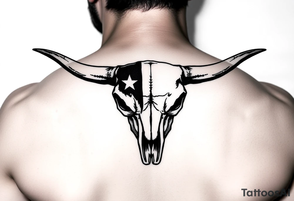 Longhorn skull with Texas flag tattoo idea