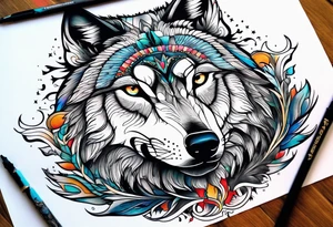 wolf mountain tattoo idea