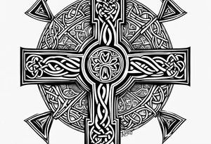 Celtic cross with the name " RAINIE" EMBEDDED IN IT tattoo idea