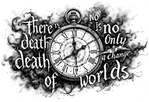 there is no death only a change of worlds with a time clock and smoke behind it tattoo idea