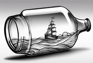 A message in a bottle. Rolled up map inside the bottle tattoo idea