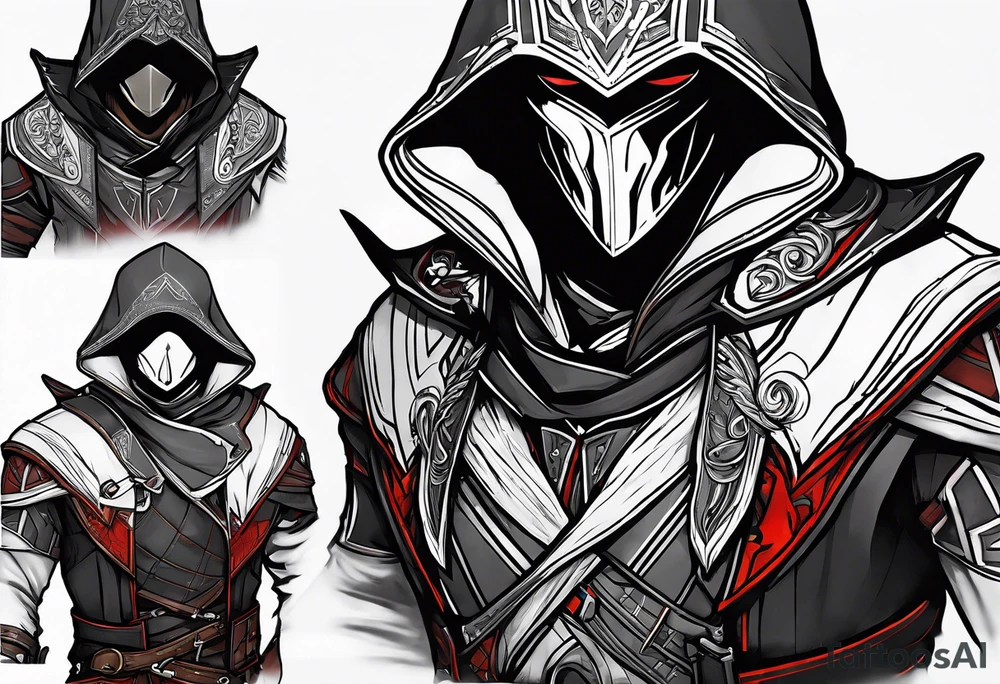 assassins creed character that is in the style of tron tattoo idea