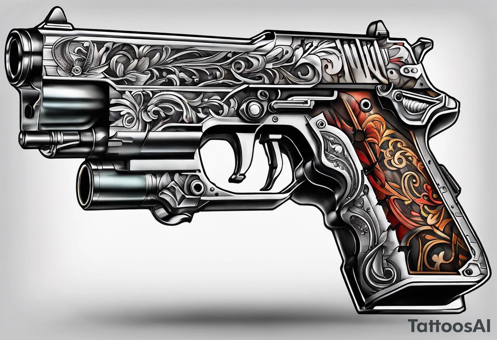 The letters AR with a pistol on each side tattoo idea