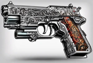 The letters AR with a pistol on each side tattoo idea