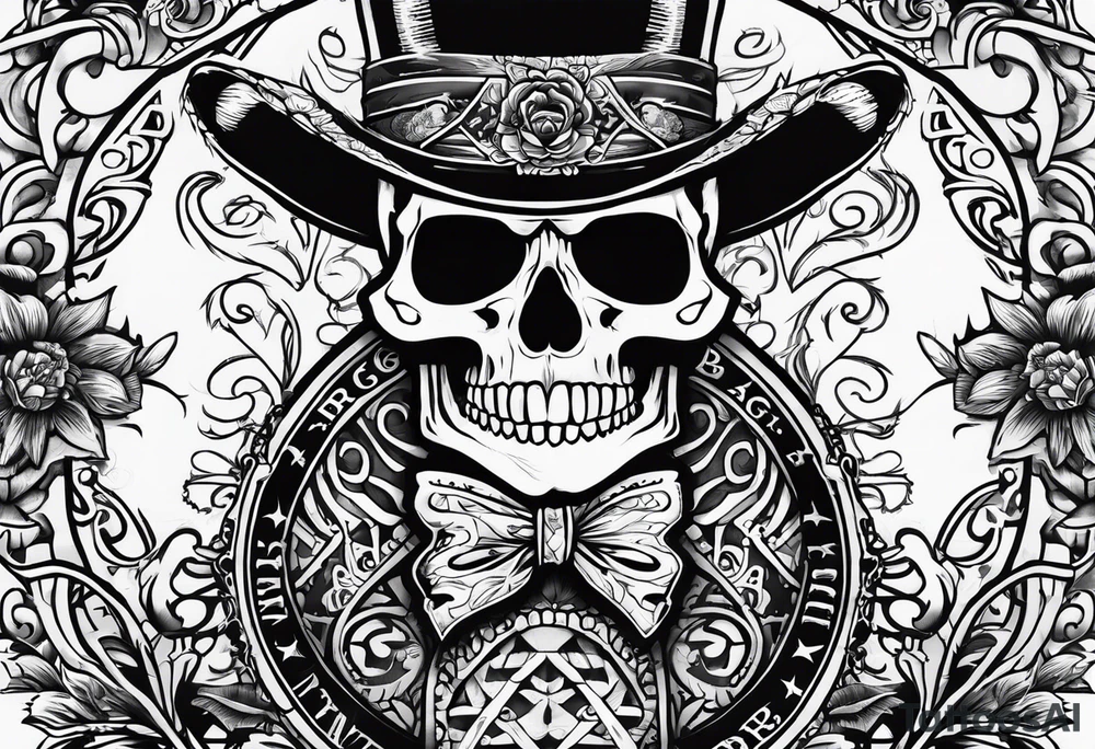 skeleton with word "MRBG" tattoo idea