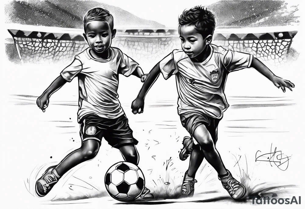 Little boy playing soccer in Rio de Janeiro tattoo idea