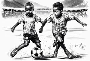 Little boy playing soccer in Rio de Janeiro tattoo idea
